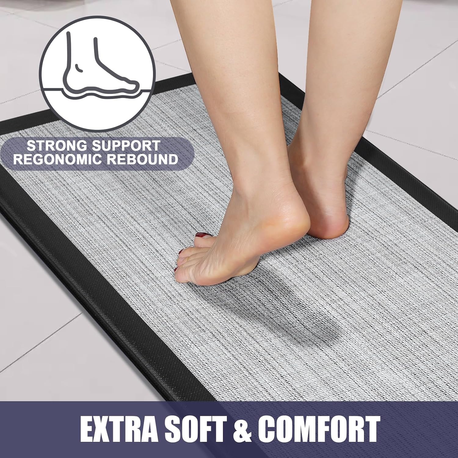 WEZVIX Tapete de cocina antifatiga, alfombras y tapetes de cocina acolchados antideslizantes, impermeable, tapete ergonómico de espuma cómoda para