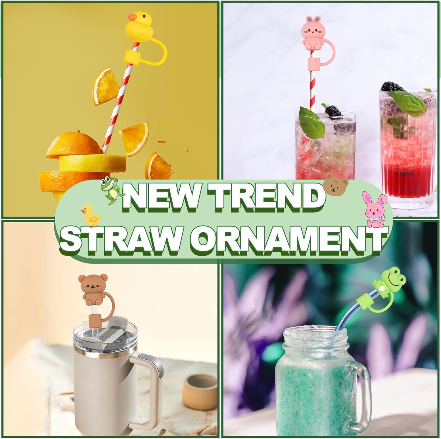 YUNAI Stanley – 4 fundas de paja para popotes reutilizables, 0.39 pulgadas de silicona linda tapa compatible con vaso Stanley de 40 onzas, diseño de