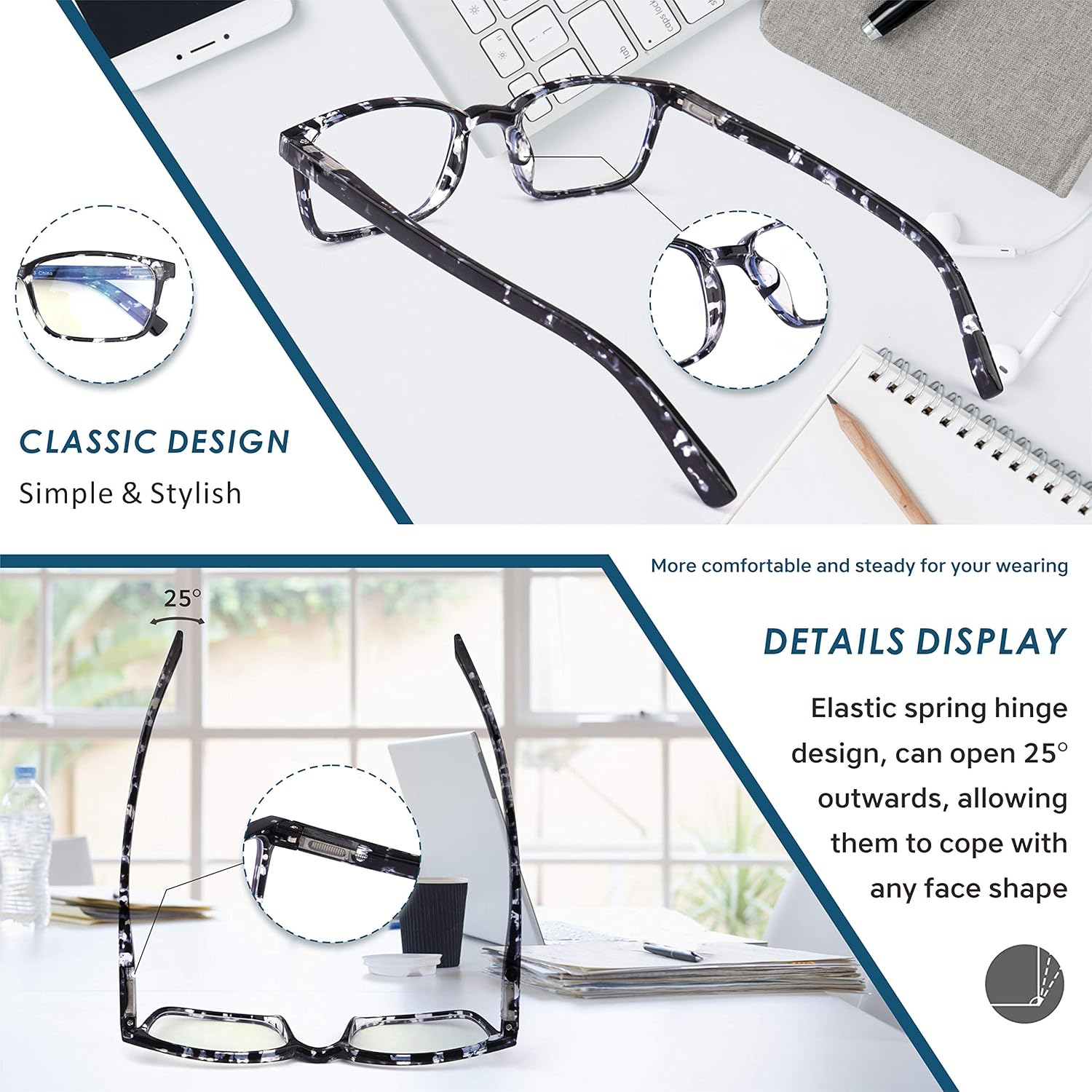 zingfocal Gafas de bloqueo de luz azul, paquete de 2 anteojos cuadrados para juegos de computadora para mujeres y hombres