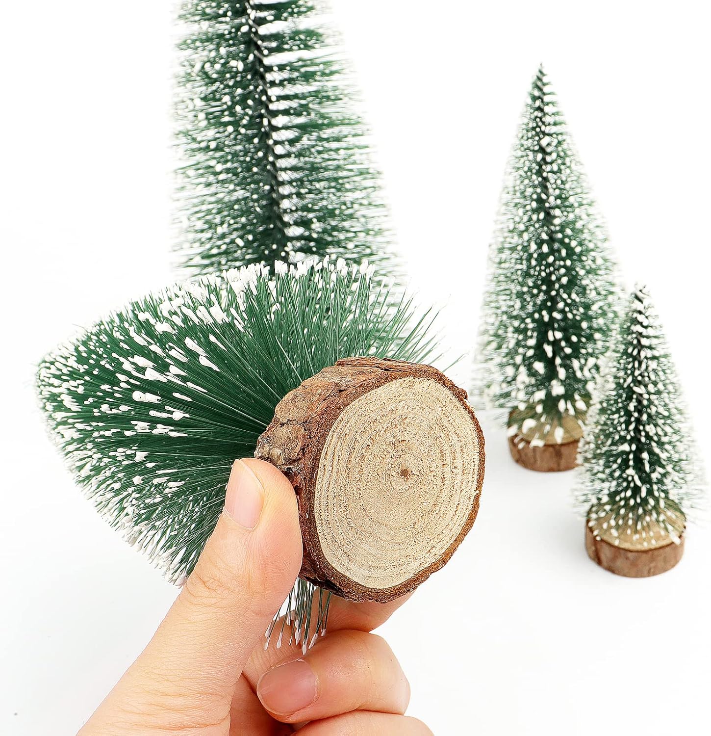 Cepillos para botellas, decoración de Navidad, pequeños árboles de Navidad para mesa, decoraciones de Navidad para interiores, mini árboles de sisal