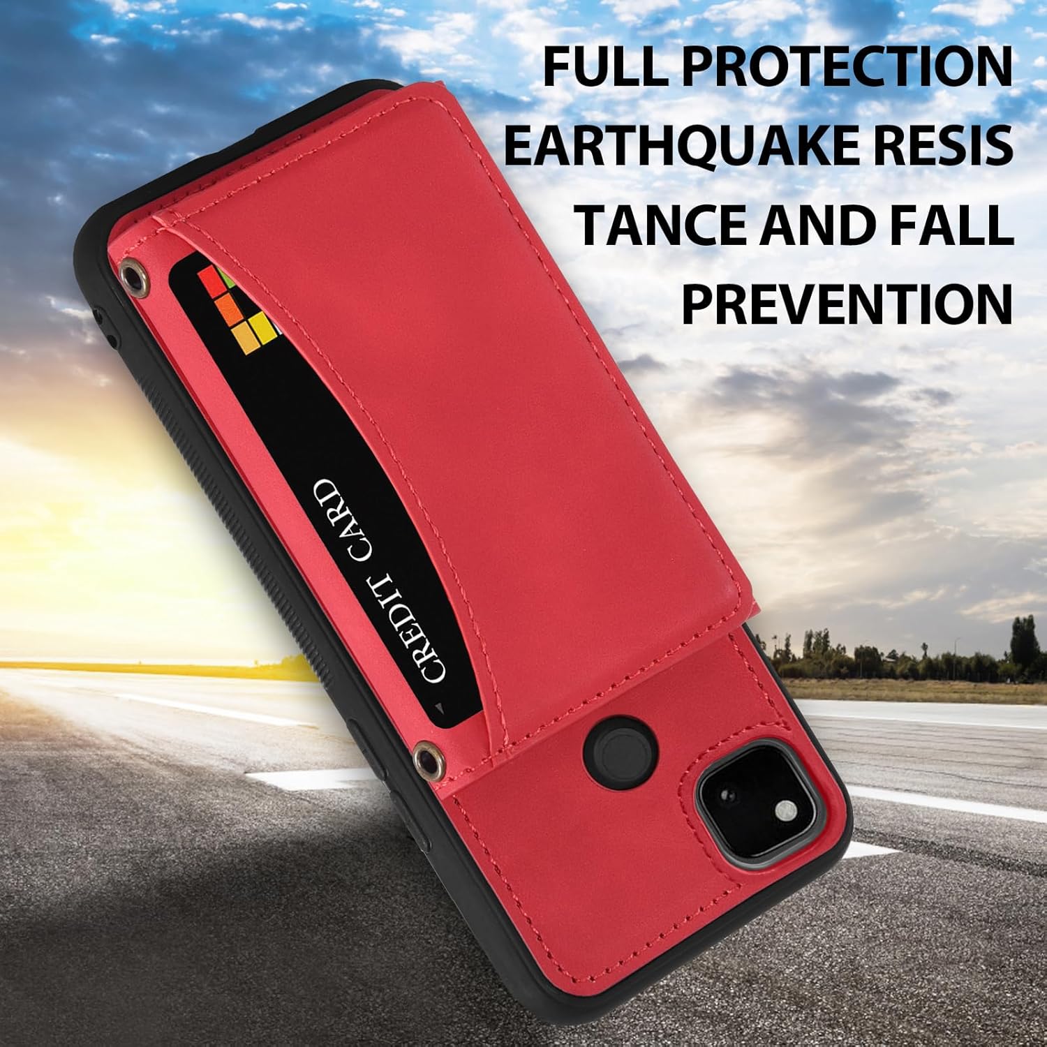 Asuwish Funda de teléfono para Google Pixel 4a 4G Funda tipo cartera con protector de pantalla de vidrio templado y soporte para tarjetas de crédito