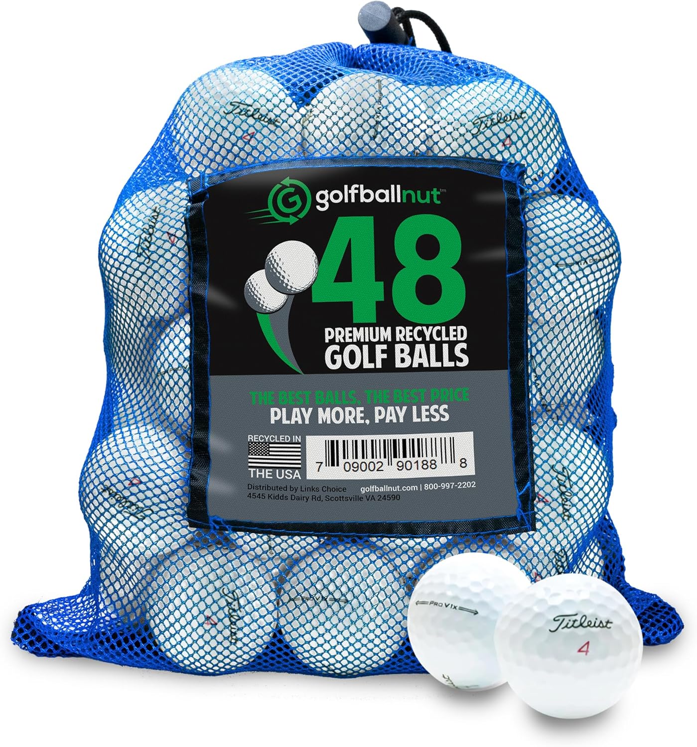 Usado y reciclado para Titleist Pro V1 2021 y Pro V1x 2021 Mint 5A (blanco y amarillo) (24 y 48) bolsa de malla para pelotas de golf incluida