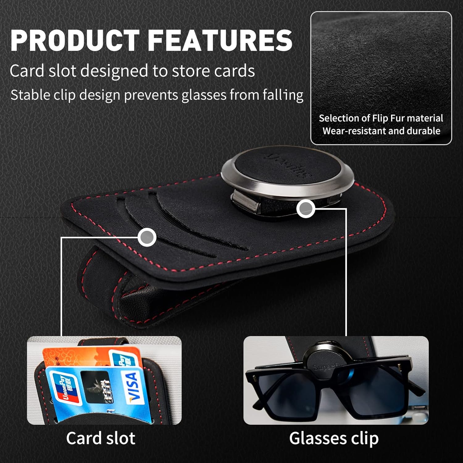 Soporte universal para lentes de sol para lentes de sol de automóvil, soporte para visera de automóvil para almacenamiento de múltiples gafas, clip