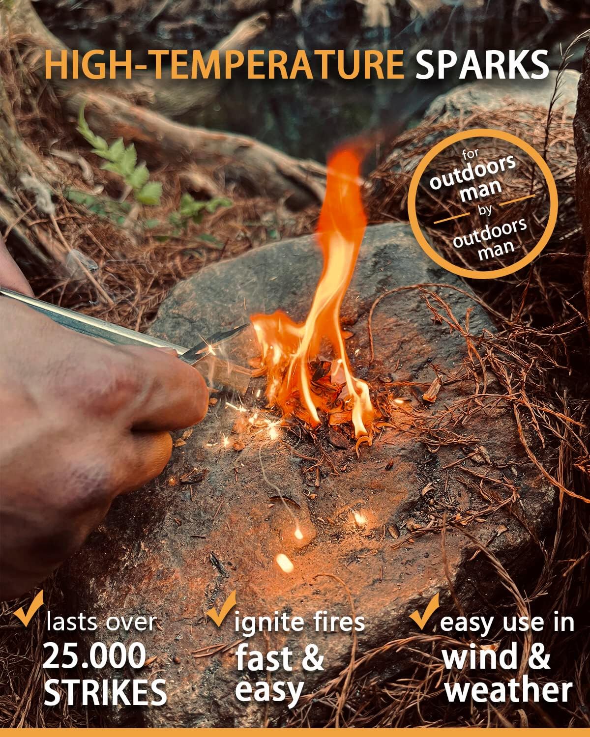 Arrancador de fuego de 5 x 12 pulgadas, barra ferro con 6 superficies anchas de impacto, acero grueso para fuego de más de 25,000 golpes, acero al