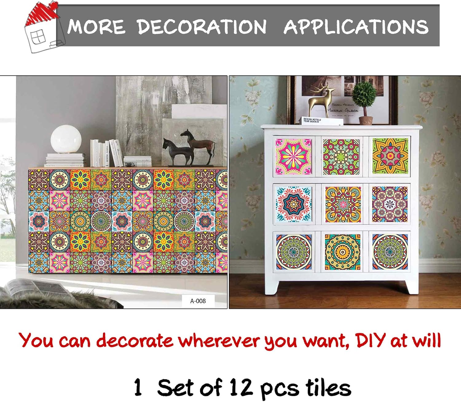 Adhesivos para azulejos de despegar y pegar, 12 unidades (6 x 6 pulgadas), calcomanías impermeables para salpicaduras para cocina y pegar en azulejos