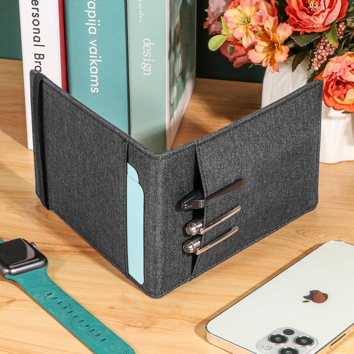 Funda para cuaderno Rocketbook de tamaño mini compatible con notas de campo superior en espiral de 3.5 x 5.5 pulgadas, tela impermeable, organizador