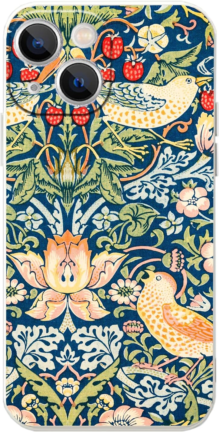 Funda para iPhone 13, diseño de flor de pájaro de fresa, funda de TPU suave para iPhone 13 (6.1 pulgadas)