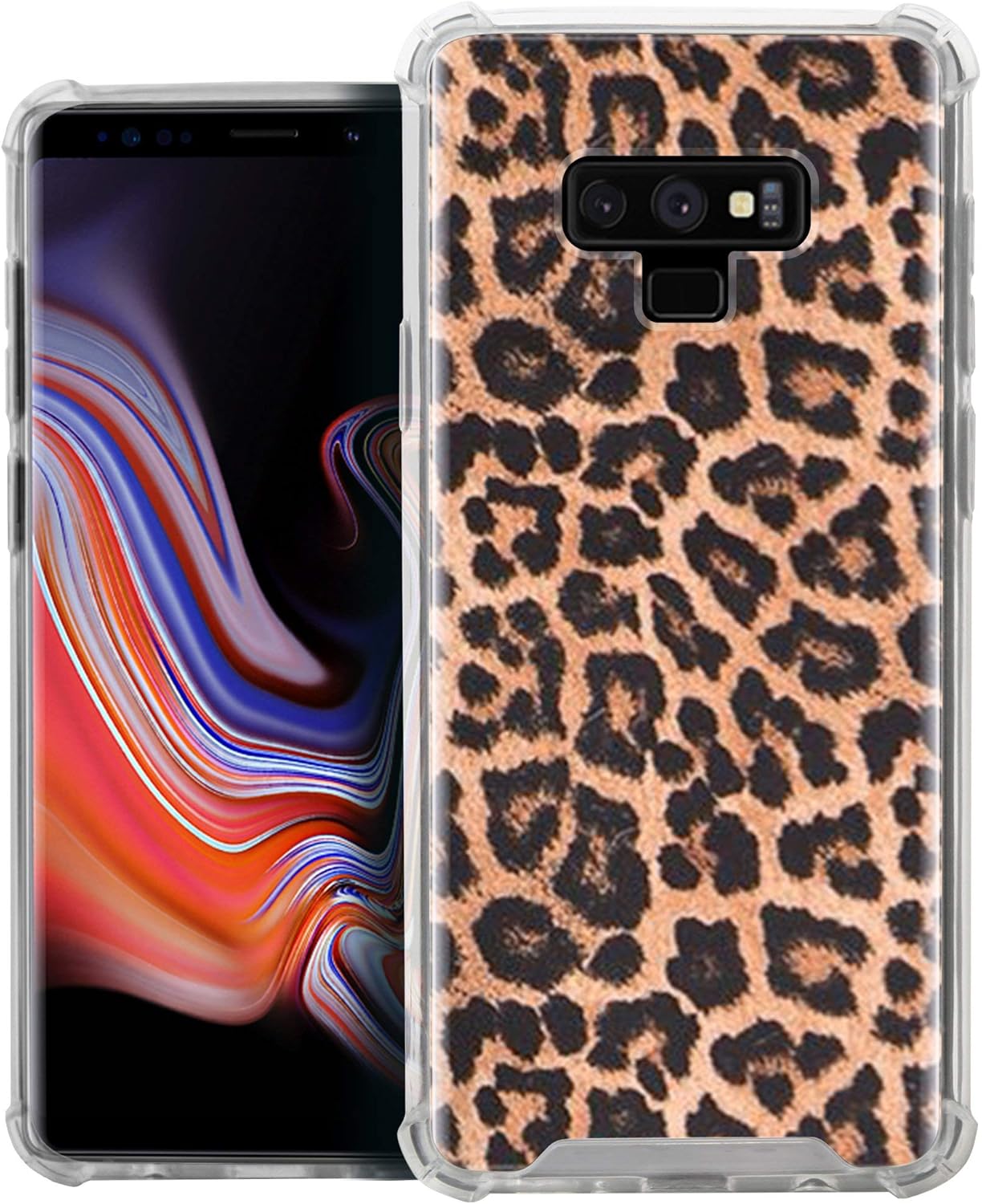Funda protectora compatible con Samsung Galaxy Note 9, claridad máxima, delgada, transparente, de poliuretano termoplástico (leopardo)
