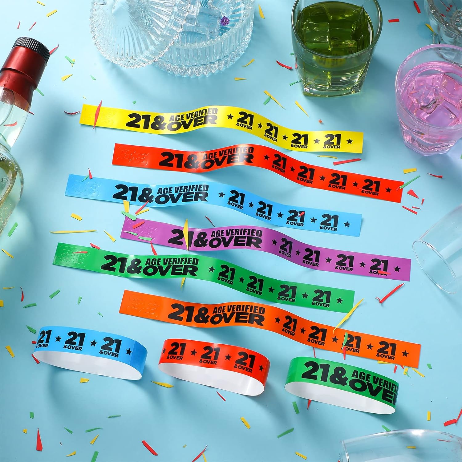 600 pulseras de papel para eventos de más de 21 unidades, pulseras de colores, impermeables, pulseras de identificación verificada para bar,