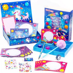 GirlZone Unicorn Cosmic Galaxy – Juego de escritura para niñas, kit de escritura de letras de 45 piezas para niñas creativas, regalo mágico de GirlZone Unicorn Cosmic Galaxy – Juego de escritura para niñas, kit de escritura de letras de 45 piezas para niñas creativas, regalo mágico de