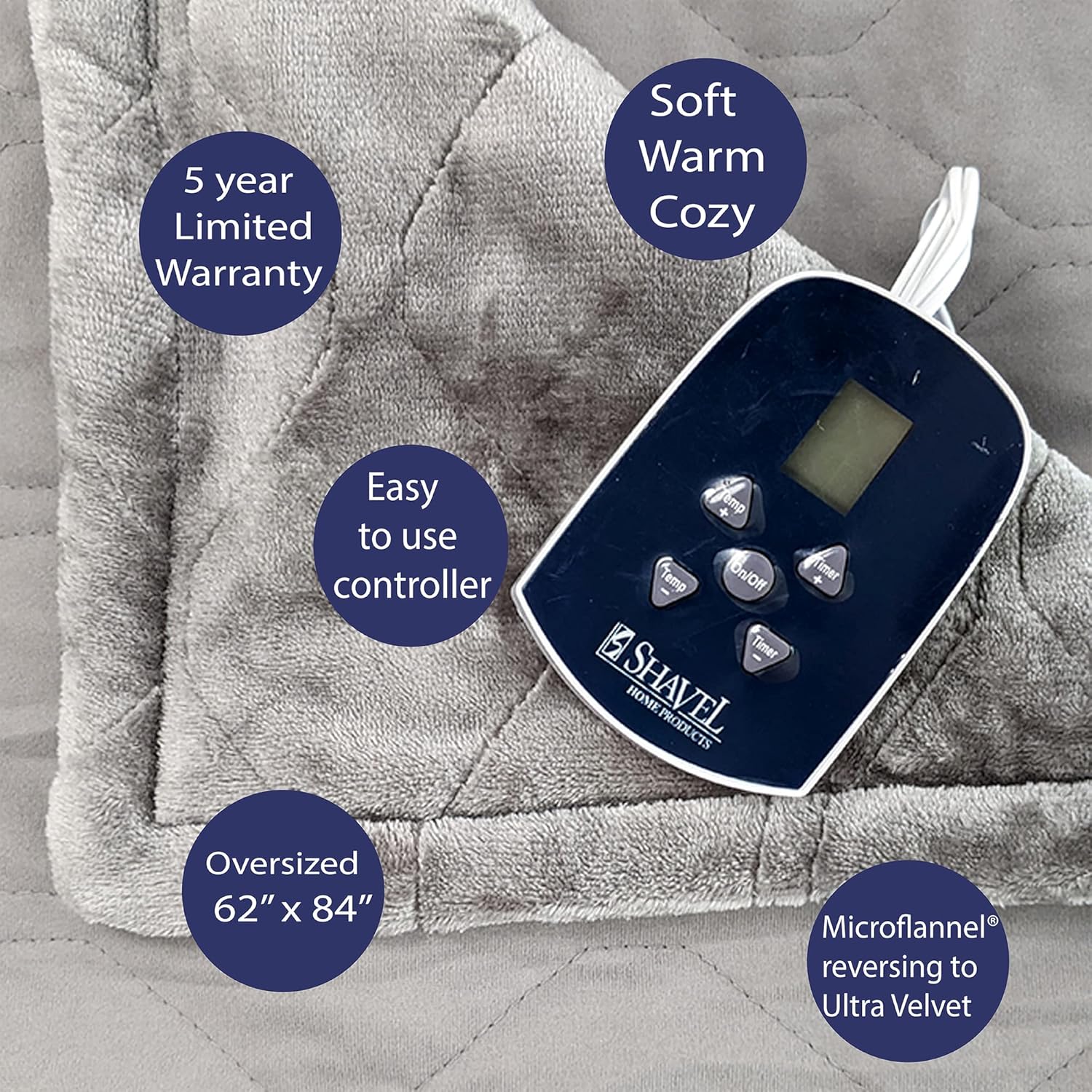 Thermee Micro Flannel Manta térmica de gran tamaño, tamaño individual, manta eléctrica de microfranela a ultra terciopelo con 10 niveles de calor,