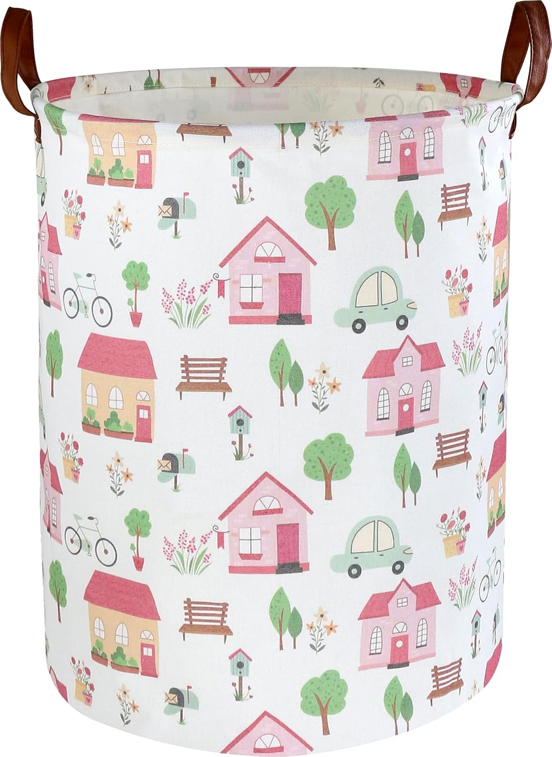 Cesta de lavandería rosa, decoración de habitación de niñas, canasta impermeable para guardería, cesta de ropa de bebé, cesta de almacenamiento de