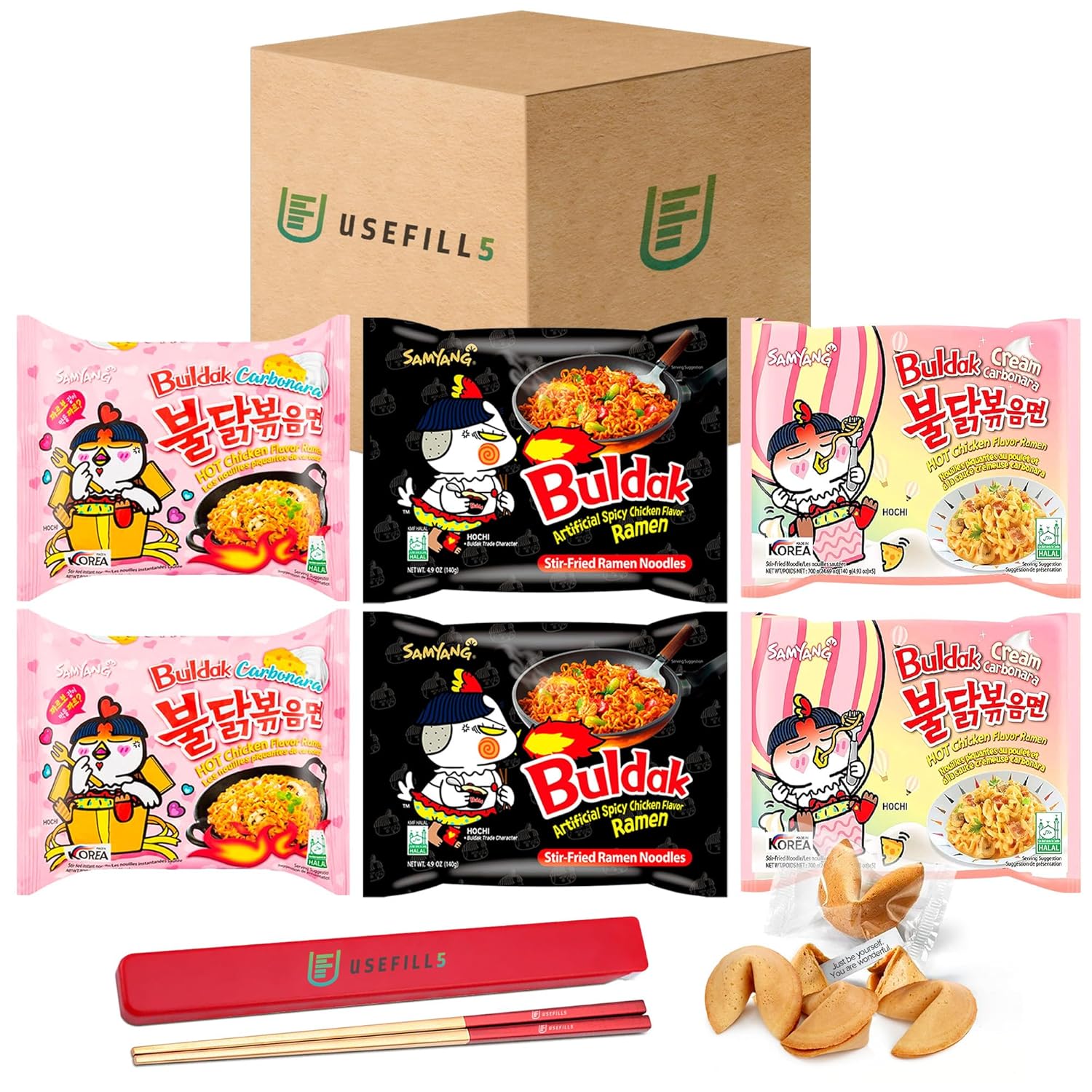 Buldak Ramen Fideos  Paquete de 6 fideos ramen coreanos  Buldak Ramen Carbonara Cream Carbonara Cream Carbonara Original Spicy Variety Pack  Incluye