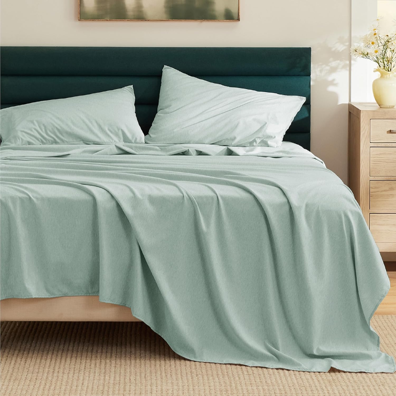 Bedsure Sábanas de tamaño King  Sábanas ultrasuaves de teñido catiónico, se adapta a colchones de hasta 16 pulgadas de grosor, sábanas transpirables