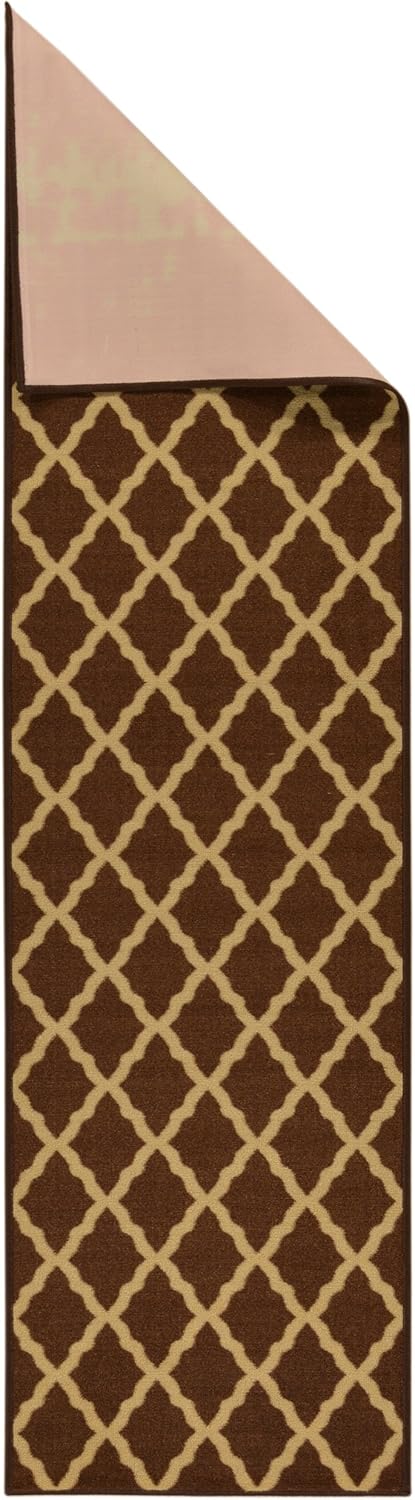 Ottomanson Glamour Collection – Alfombra para cocina, baño y pasillo, antideslizante, diseño de enrejado marroquí contemporáneo
