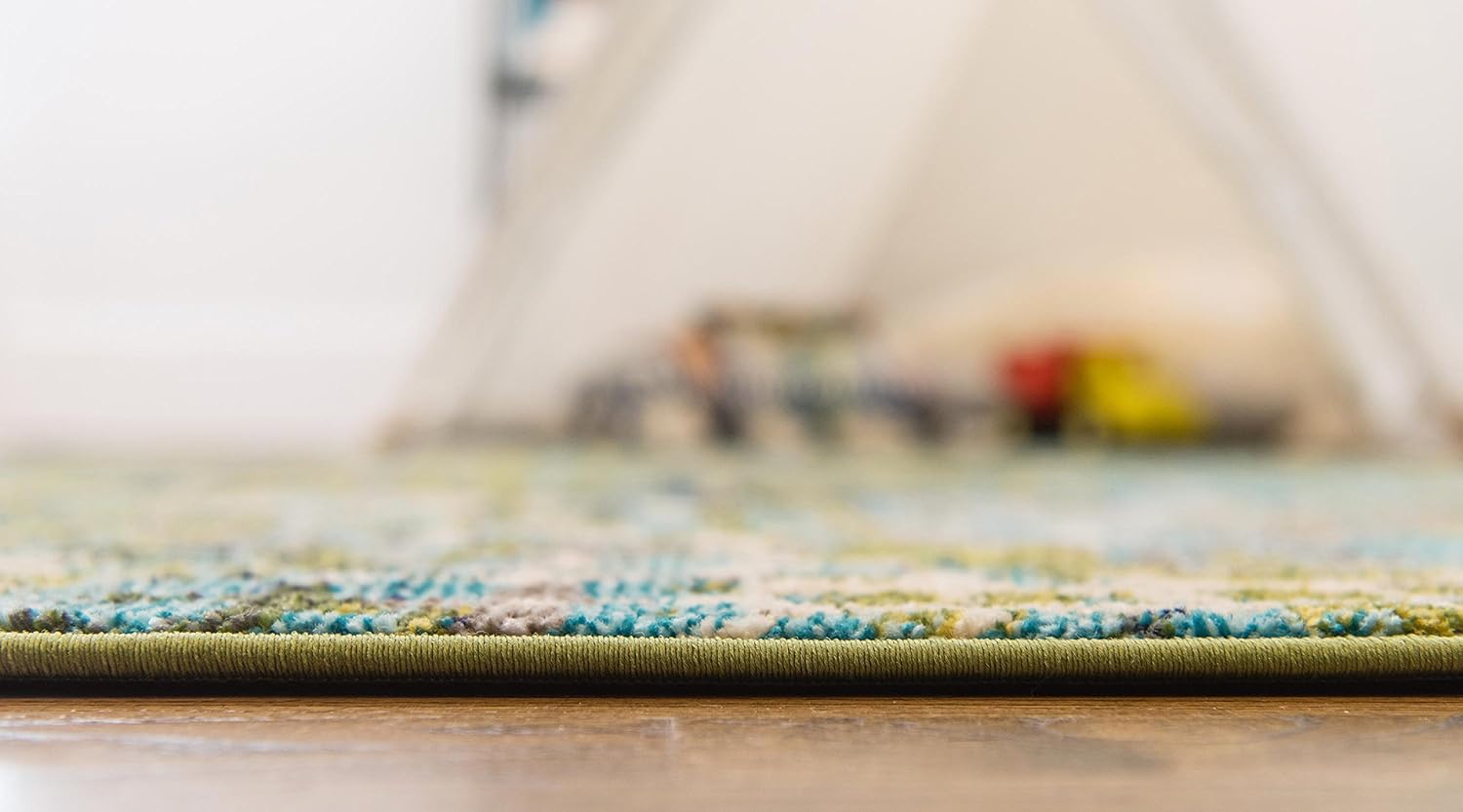 Tapete Unique Loom colección Jardin para múltiples áreas, abstracta, vibrante, Polipropileno, Azul-verde