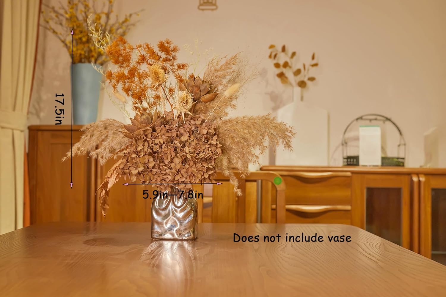 mnmnzfzf 45 ramos de flores secas bohemias naturales, hortensias de hierba de pampa marrón, boda, decoración de sala de estar, mesa familiar de