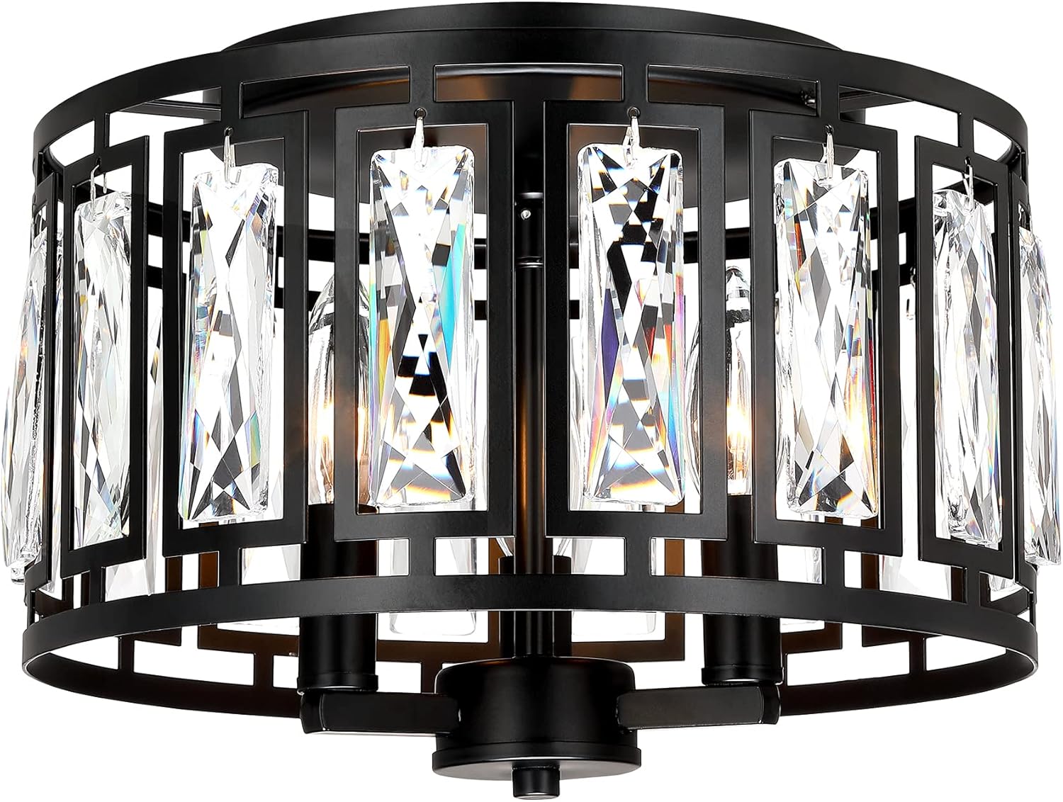 Lámpara de techo de cristal empotrada para dormitorio, isla de cocina, lámpara de techo negra de 3 luces para comedor