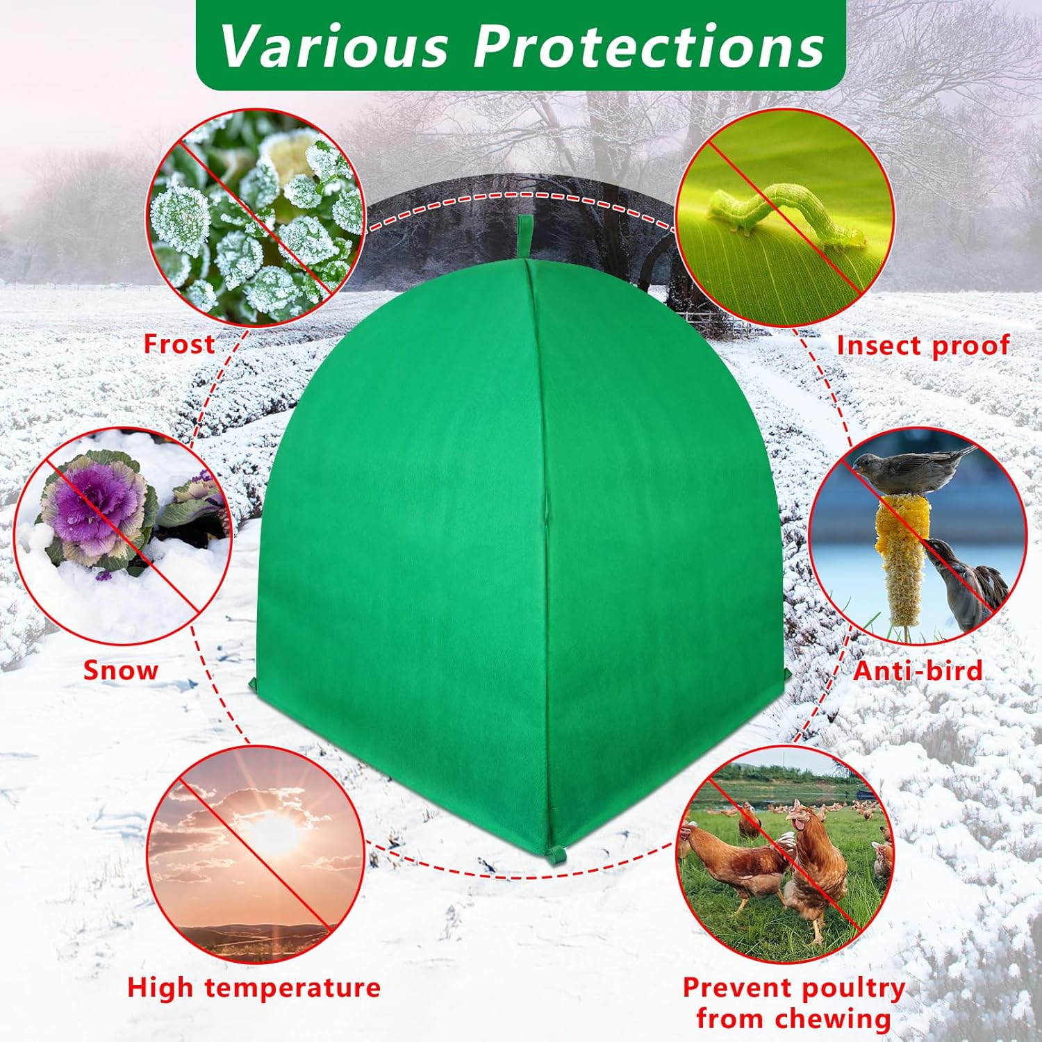 Paquete de 2 cubiertas de invierno para plantas de invierno, protección contra la congelación, protección contra heladas de invierno para plantas en