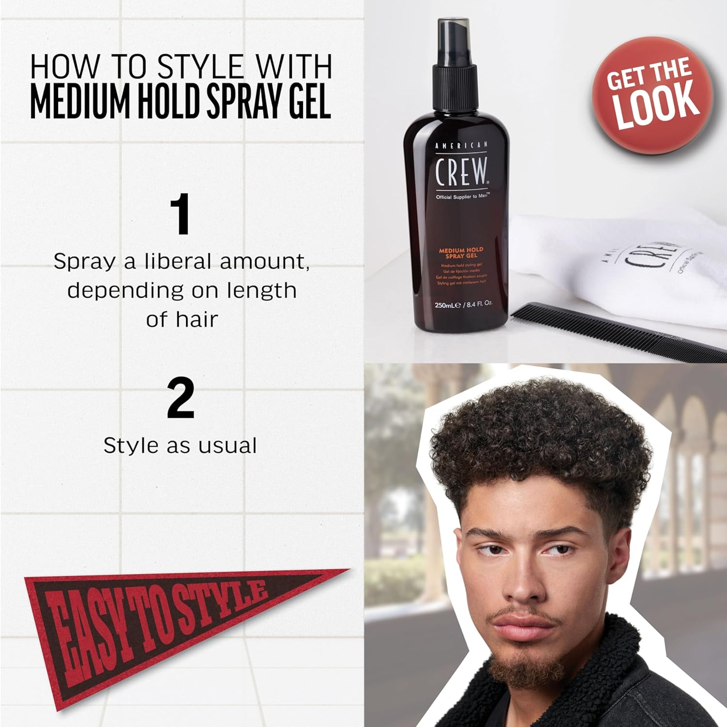 American Crew Aerosol para el cabello para hombres, fijación media, 8.45 onzas líquidas