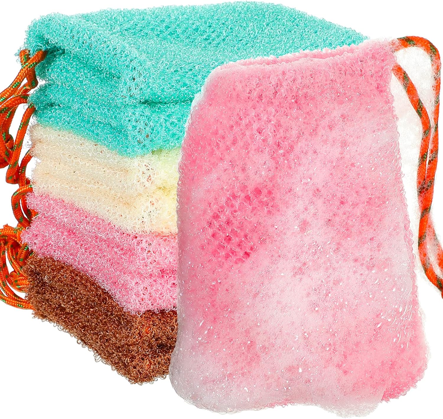 Shappy 8 bolsas ahorradoras de jabón, bolsas de jabón exfoliante, bolsas de malla de jabón para ducha, soporte de jabón de ducha, red de espuma de