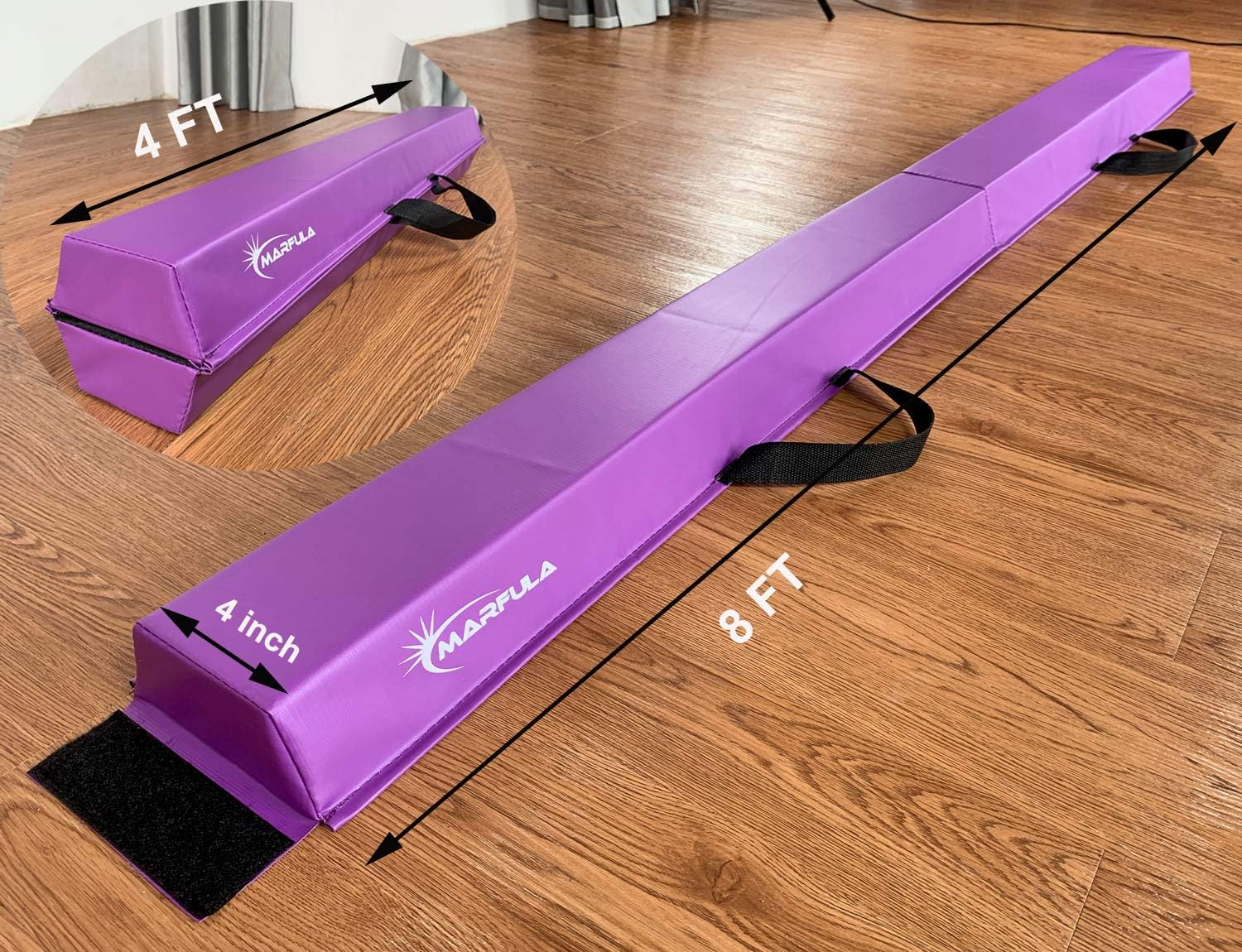 Equipo de gimnasia plegable de 6 pies, 8 pies, 9 pies, 10 pies, base antideslizante, haz de gimnasia para entrenamiento, uso en casa y gimnasio