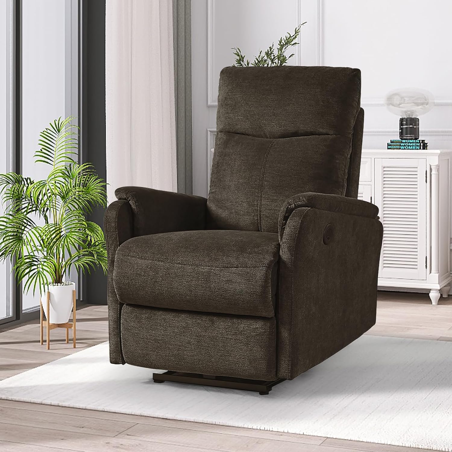 SoarFlash Power Recliner Chair for Living Room, Adjustable Home Modern Fabric Recliner Chair with USB Charge Port, Recliner Single Chair for Small