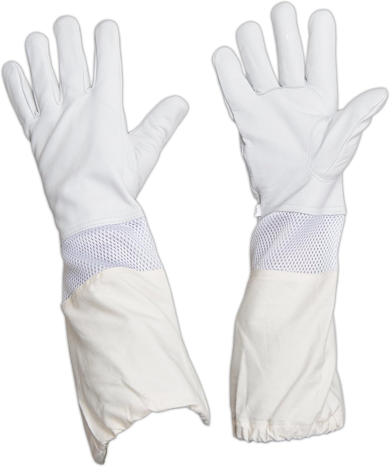 Guantes de apicultura forestal, de piel de cabra de primera calidad, con espacio ventilado blanco entre manga larga de lona y puño elástico (2XL)