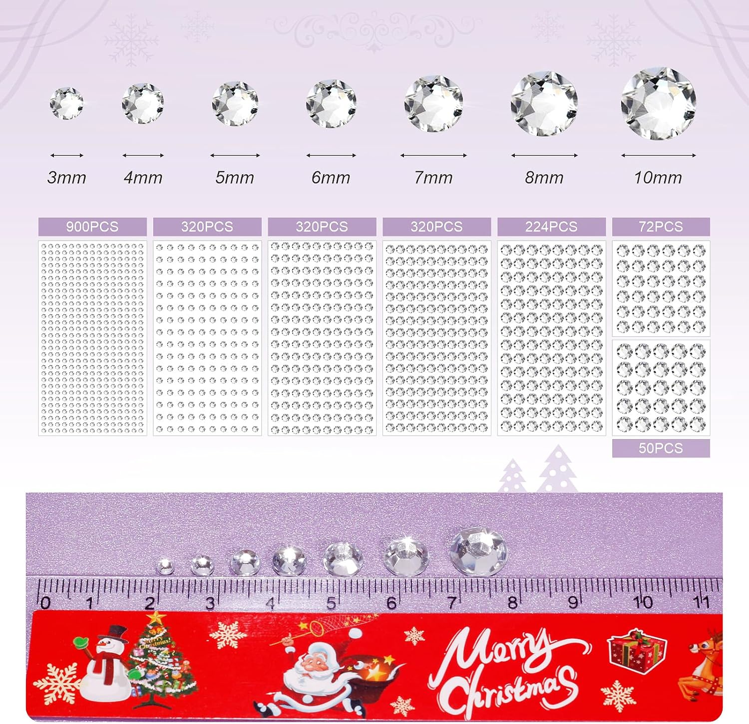 2210 calcomanías de diamantes de imitación transparentes autoadhesivas, brillantes para cara, 7 tamaños de 0.19 pulgadas, belleza, maquillaje, arte