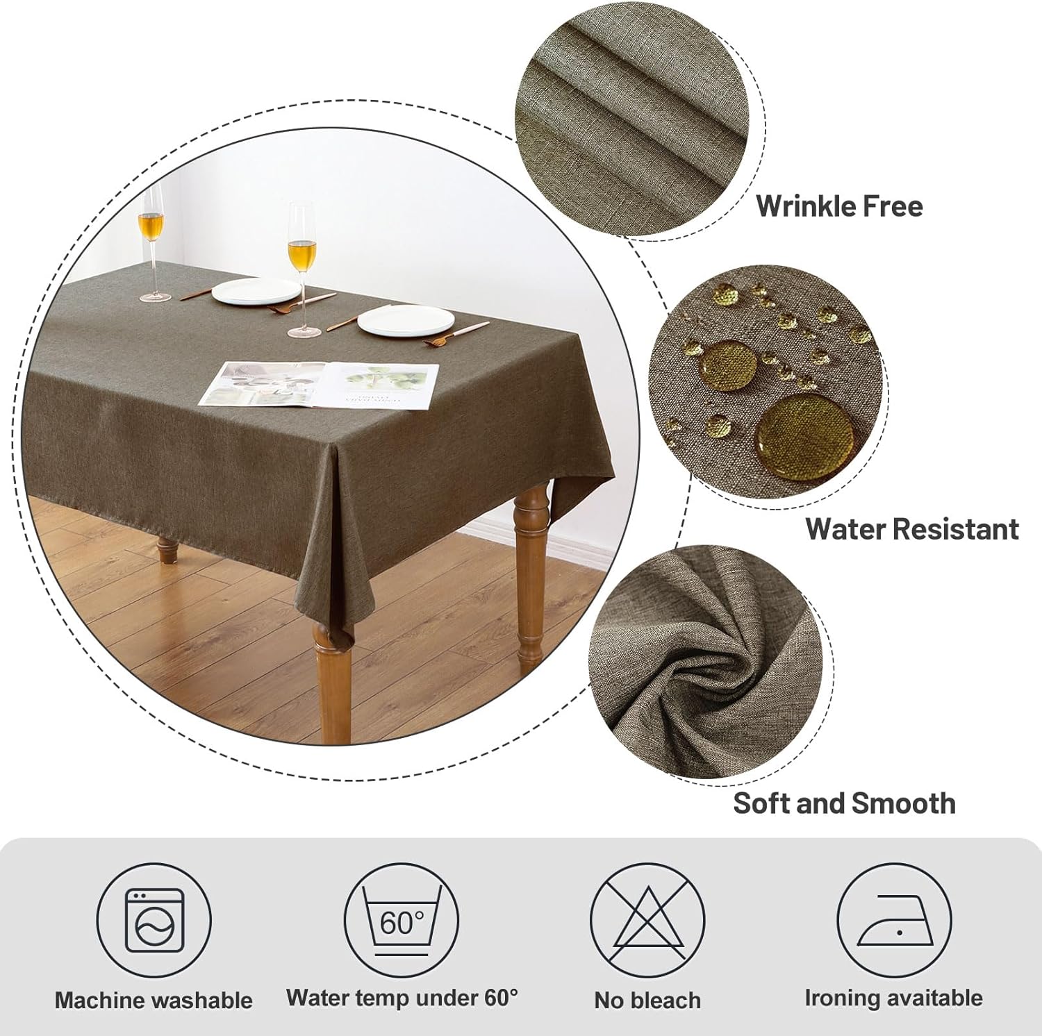 IOFRYION Mantel rectangular de tela texturizada de 60 x 120 pulgadas, mantel impermeable de otoño, mantel de poliéster sin arrugas, mantel de cocina