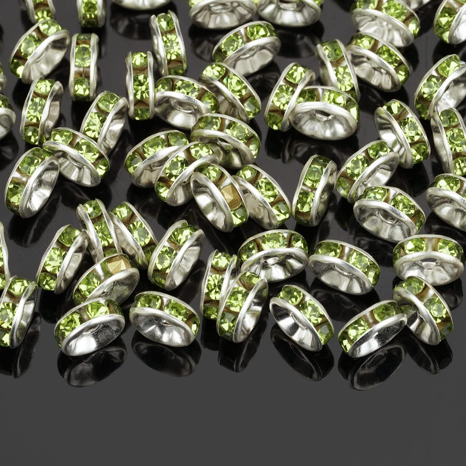 800 cuentas espaciadoras redondas de diamantes de imitación de 0.236 pulgadas, cuentas de cristal de cristal, cuentas espaciadoras para hacer