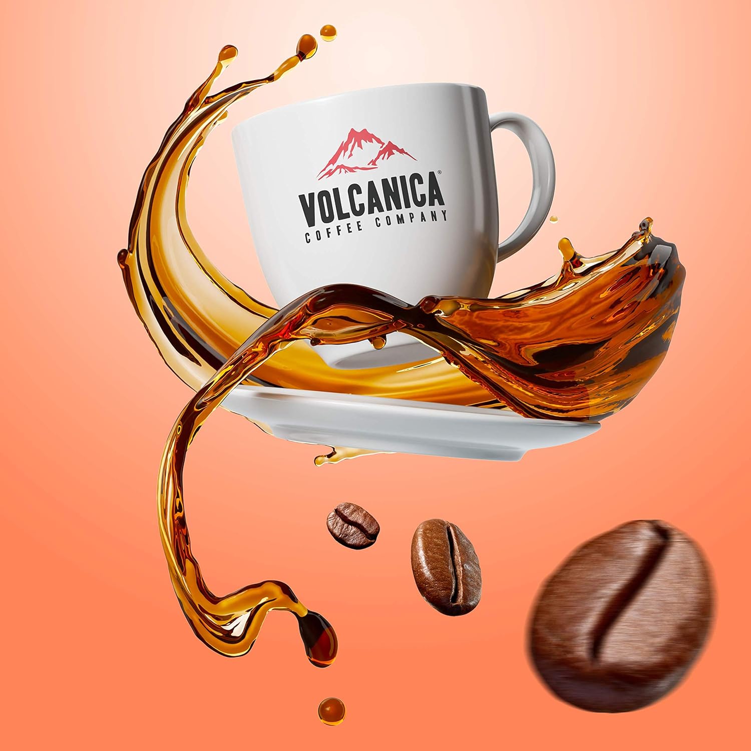 Volcanica Coffee, Café con sabor a chocolate caramelo, grano entero, tostado fresco, 16 onzas