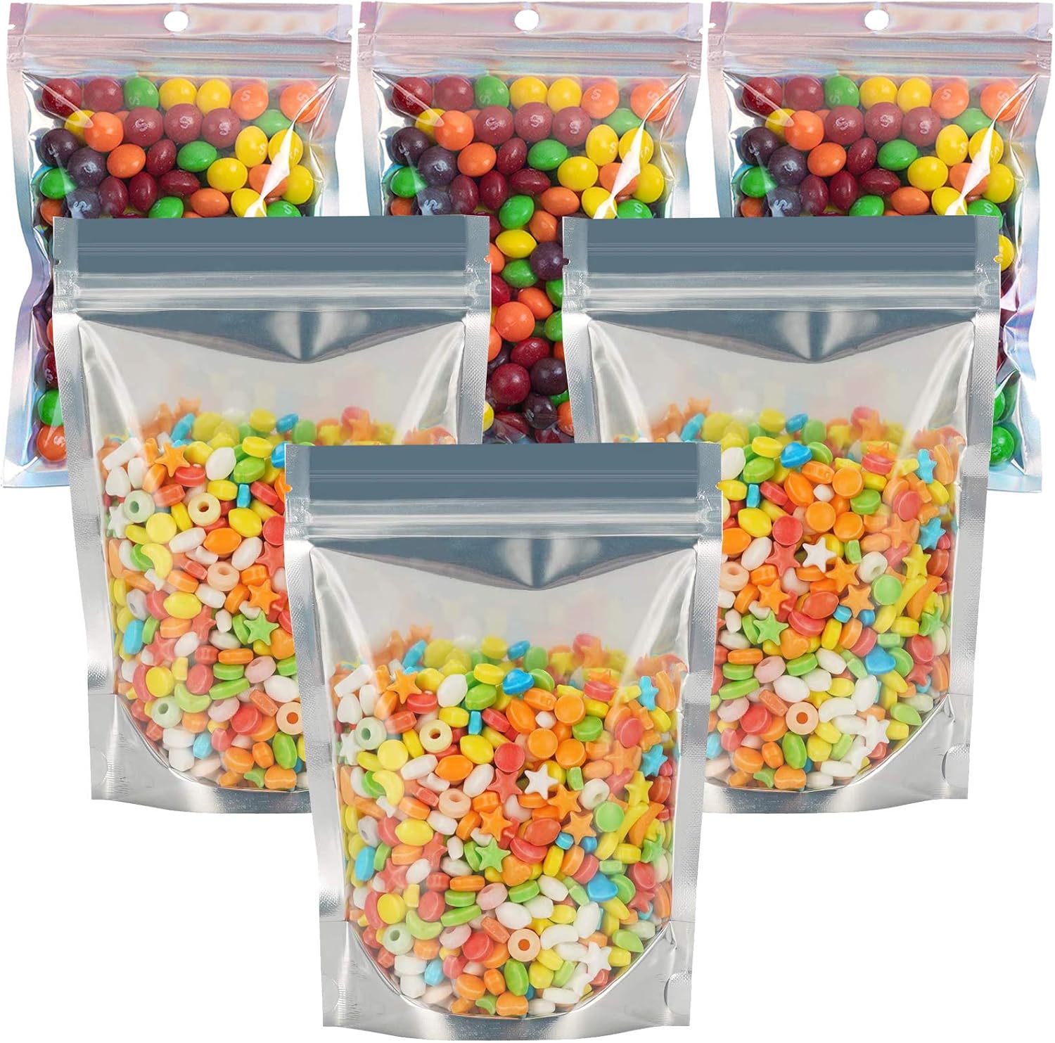 Bolsas de Mylar de 90 unidades, 9 tamaños, bolsas de Mylar de 7 mil para almacenamiento de alimentos, bolsas resellables de mylar con cierre, bolsas