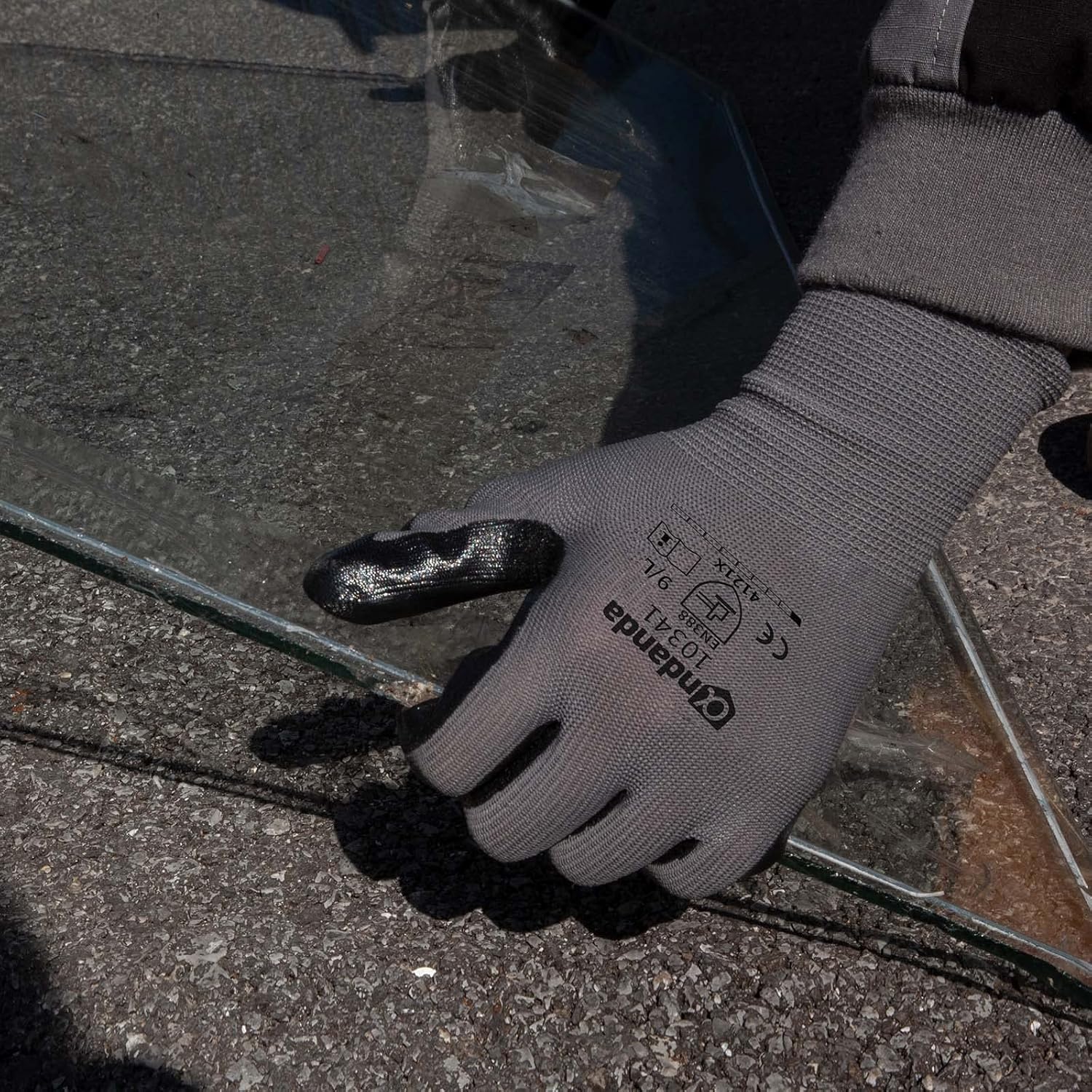 ANDANDA 12 pares de guantes de trabajo, tacto inteligente, ajuste elástico cómodo 3D, guantes de trabajo recubiertos de nitrilo con agarre, guantes