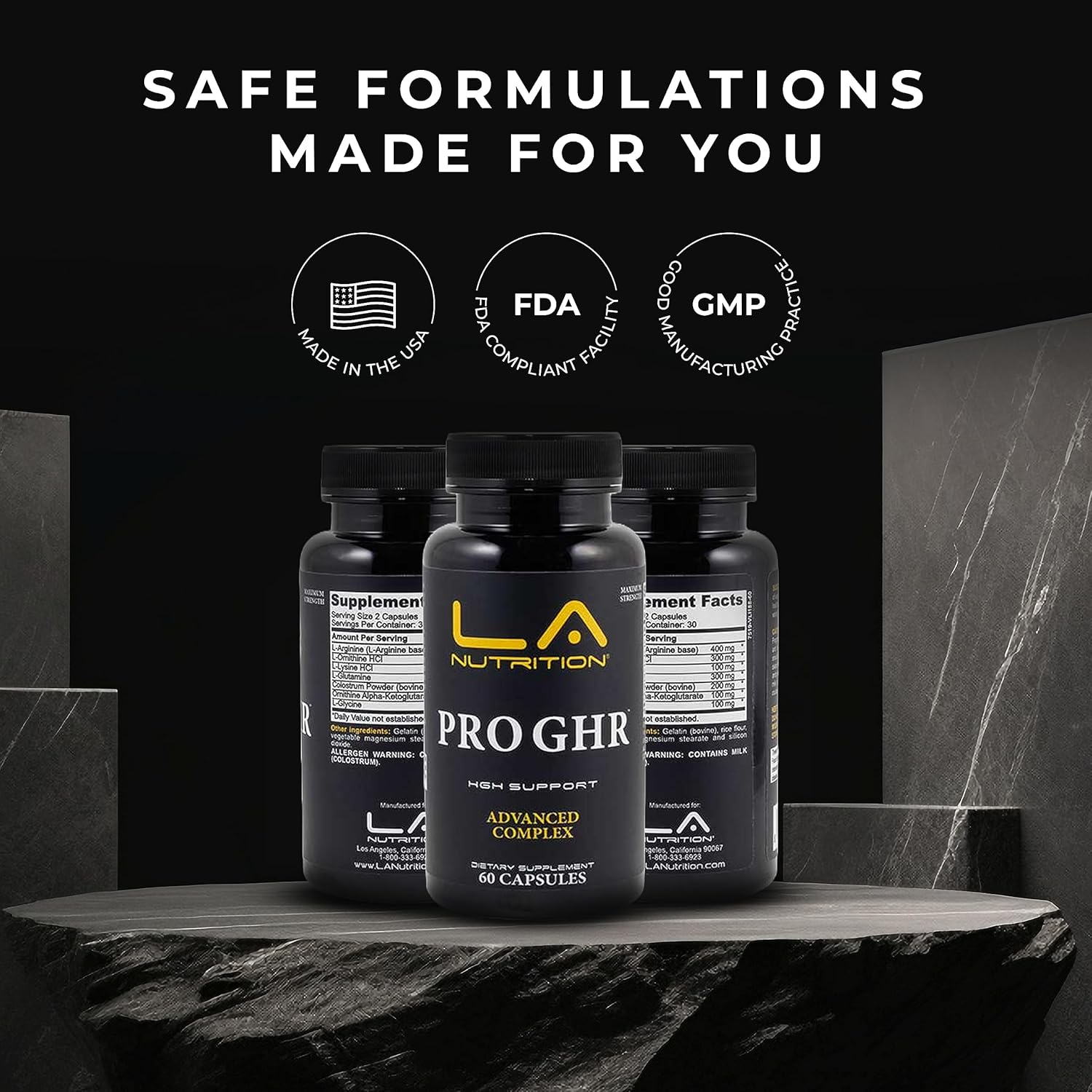 LA Nutrition Suplementos de HGH para hombres y mujeres – Aminoácidos, sueño, salud articular y suplemento de apoyo inmunológico para el rendimiento