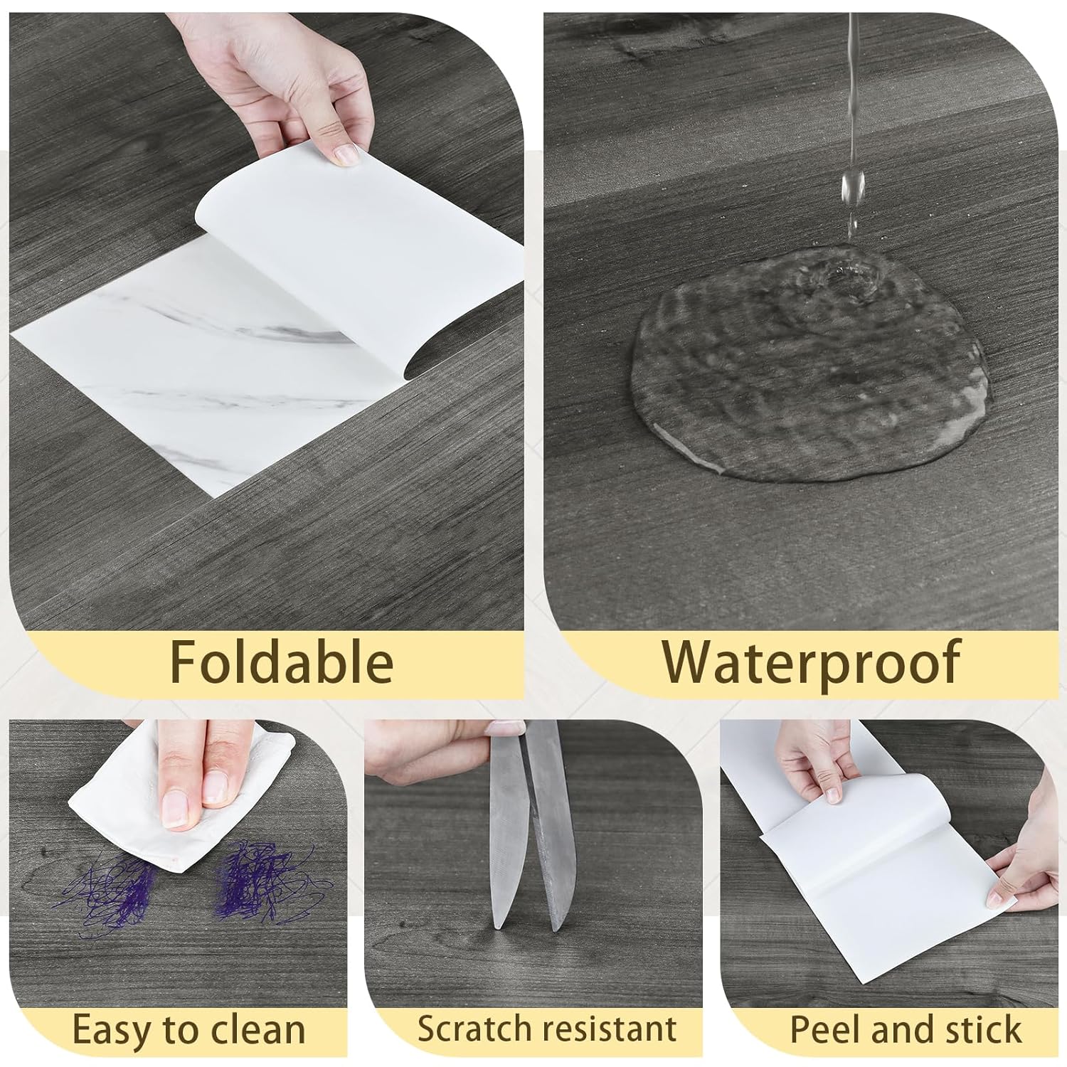 Azulejos de suelo de madera para despegar y pegar, azulejos de vinilo para despegar y pegar, 6 x 36 pulgadas, azulejos autoadhesivos de vinilo