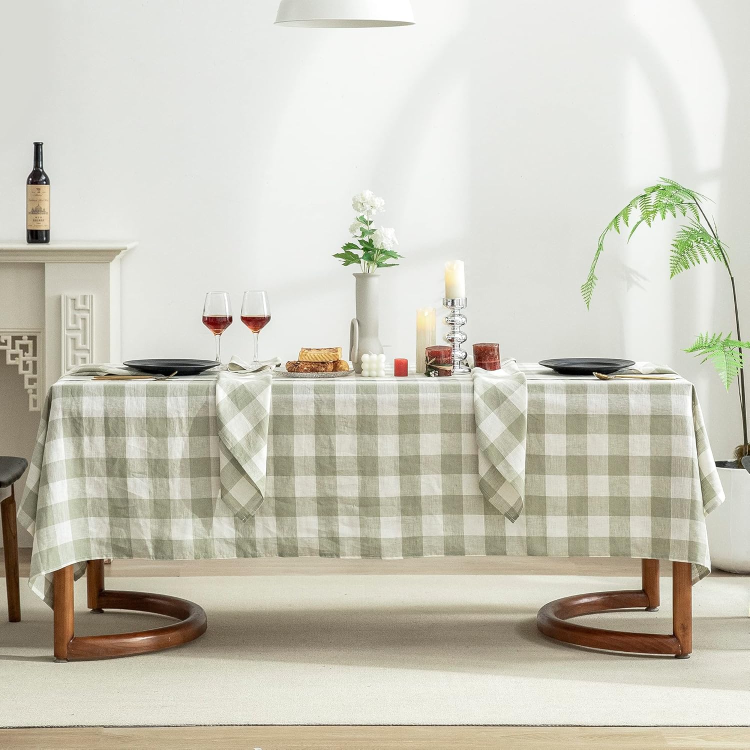 EVERLY Manteles rectangulares de lino 100 % teñido con hilo de 60 x 108 pulgadas para comedor, fiestas de bufé, pícnic, eventos y restaurantes,