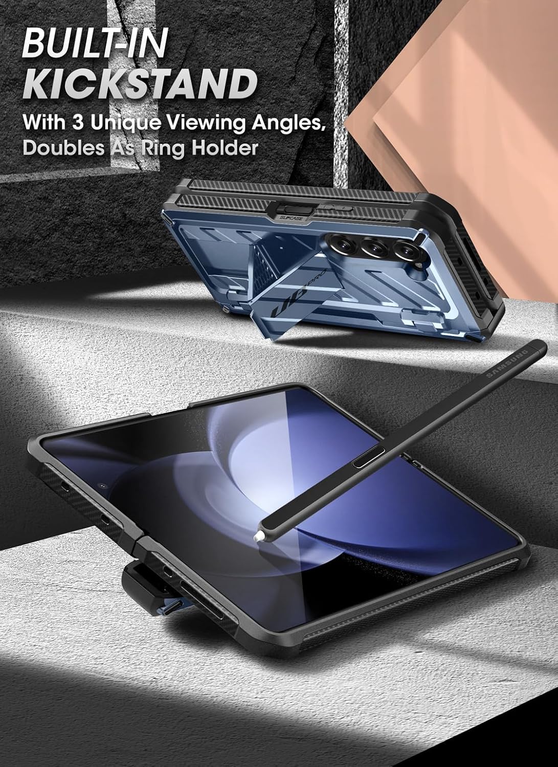 SUPCASE Unicorn Beetle Pro – Funda para Galaxy Z Fold 5 5G (2023), soporte para bolígrafo integrado Funda protectora resistente de cuerpo completo