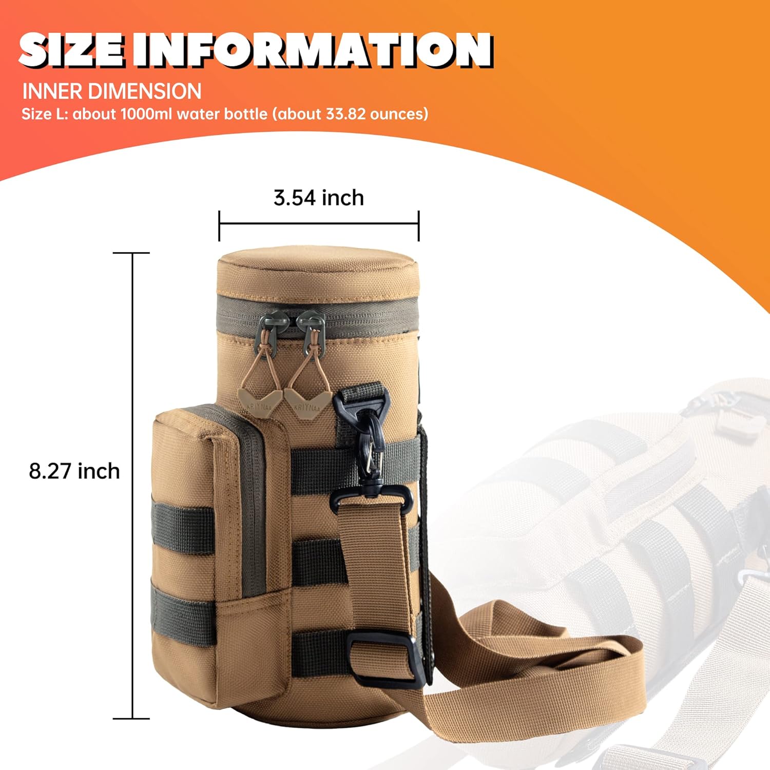 KRIYNAA Bolsa táctica para botella de agua del ejército, para actividades al aire libre, escalada, ciclismo, senderismo, tour