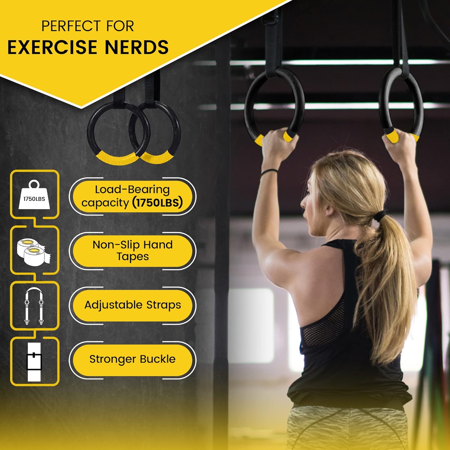 Anillos de entrenamiento con correas ajustables  15 pies de largo pueden soportar hasta 661 libras  661.4 lbs  Ideal para entrenamiento  Agarre de
