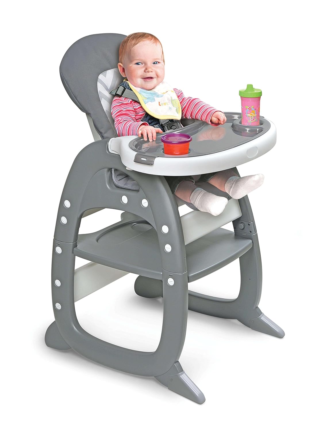 Badger Basket Envee II – Silla alta convertible para bebé con asiento de alimentación infantil, asiento elevador y escritorio para niños pequeños