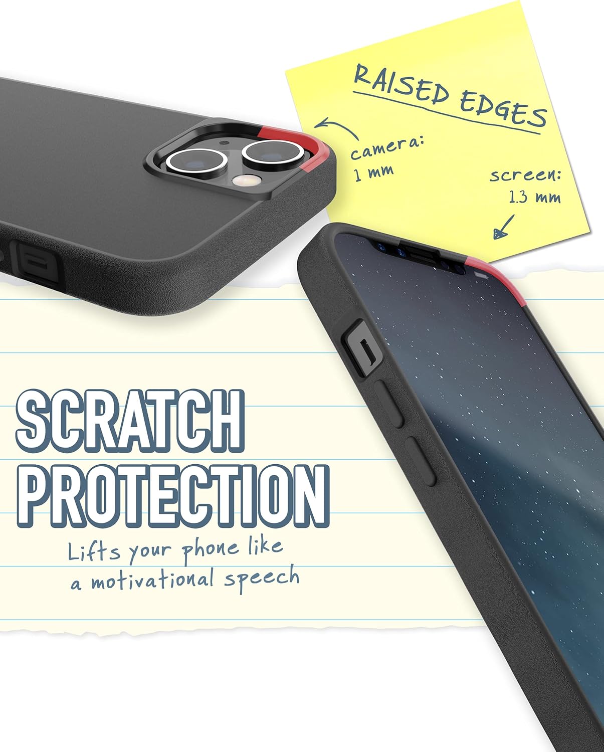 Smartish – Funda delgada para iPhone 13, Gripmunk, ligera + protectora, funda de agarre fina, color negro