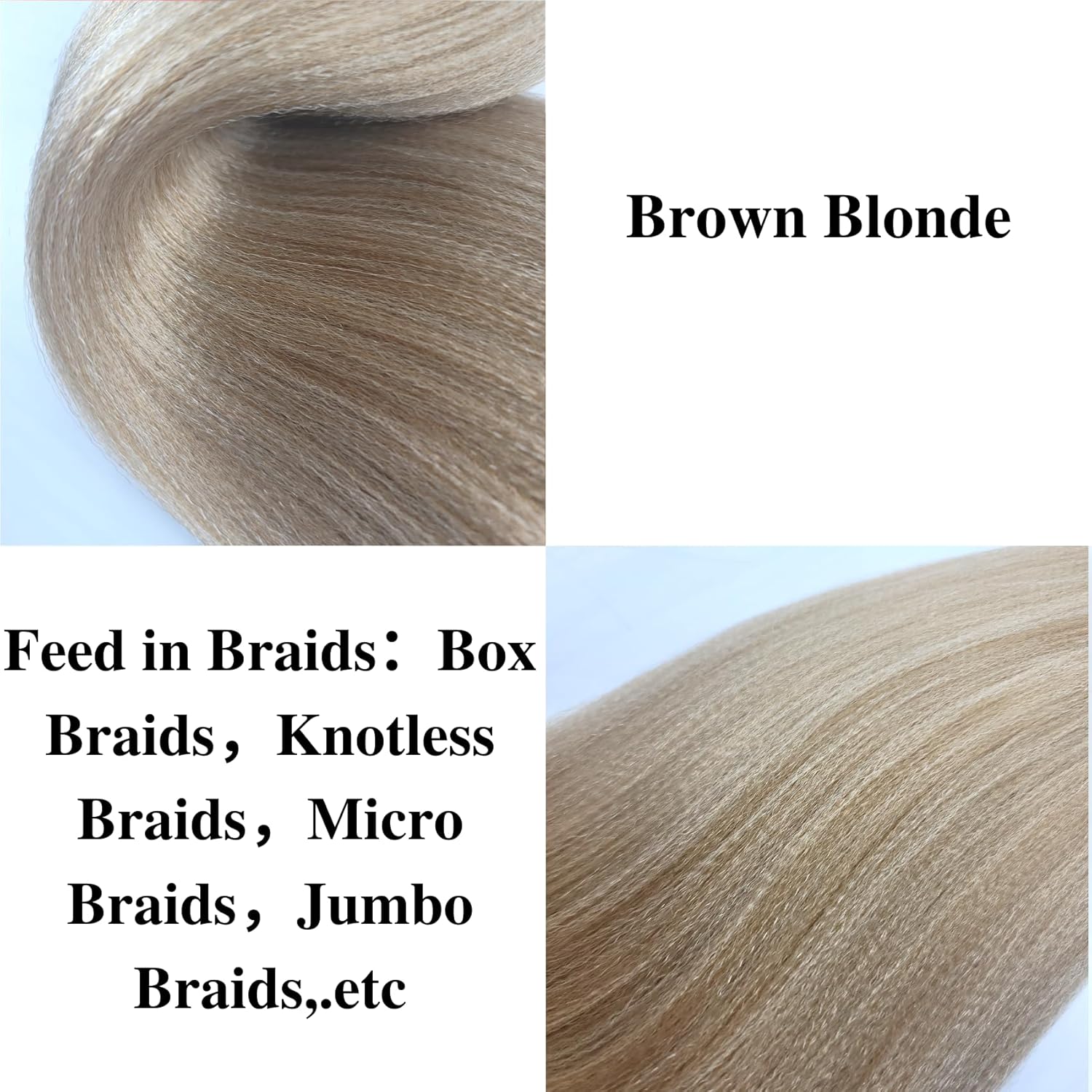 Extensiones de cabello trenzado Kanekalon preestirado rubio castaño, se alimentan en trenzas