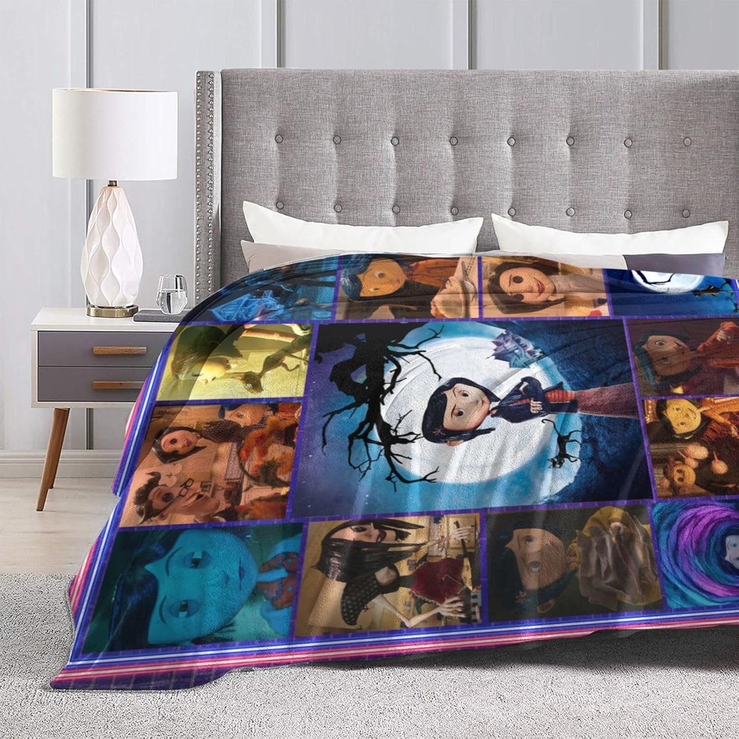 Manta con estampado de película de animación de dibujos animados, 60 x 50 pulgadas, suave y ligera, manta de aire acondicionado, oficina, sofá,