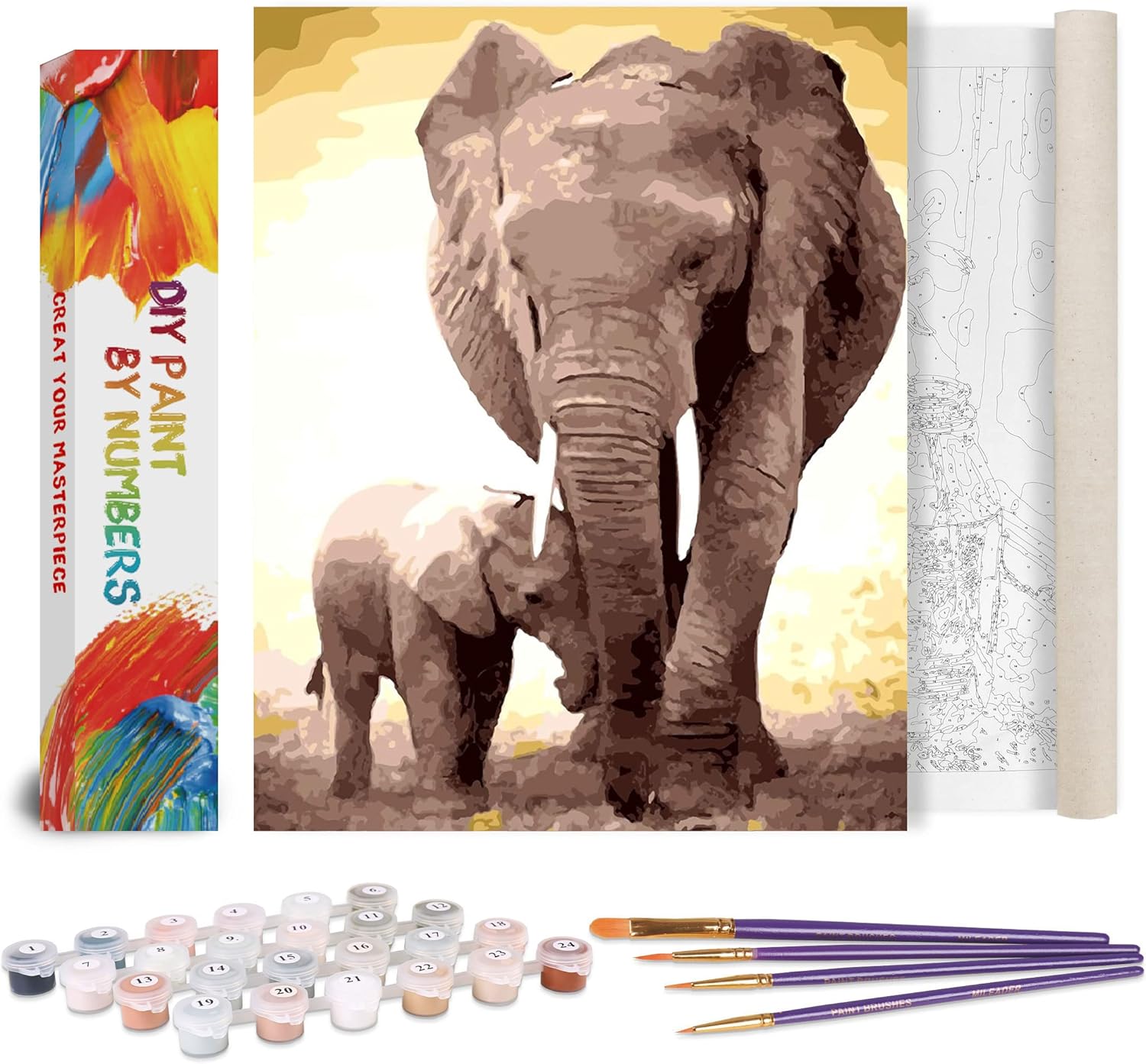 Toudorp Kits de pintura por números de 16 x 20 pulgadas, pintura en lienzo para adultos principiantes y niños con pinturas acrílicas y pinceles,