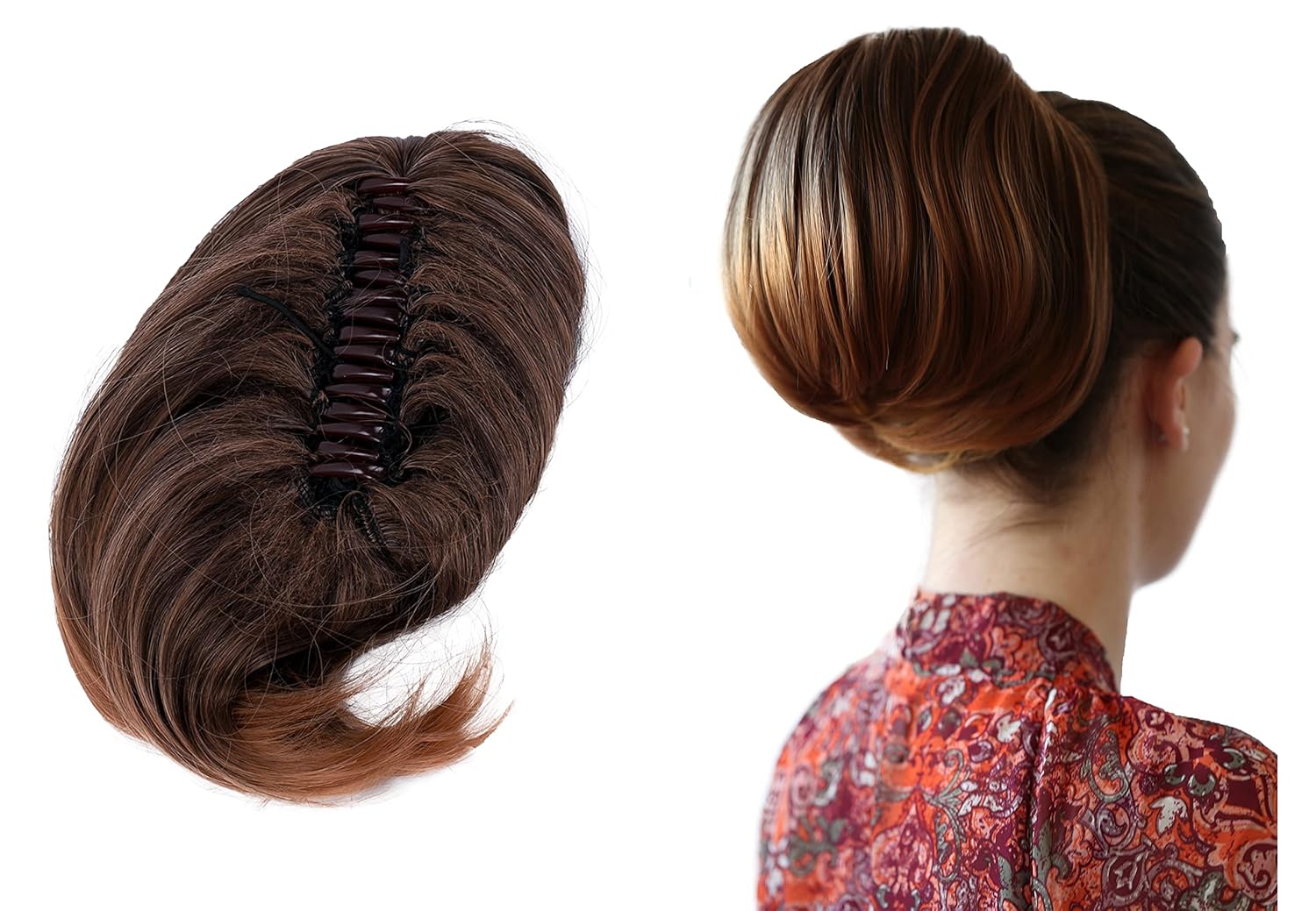 CAISHA by Prettyshop – Cola de caballo con clip de mariposa para el cabello, moño de novia, moño Hepburn Scrunchie recto rojo H415