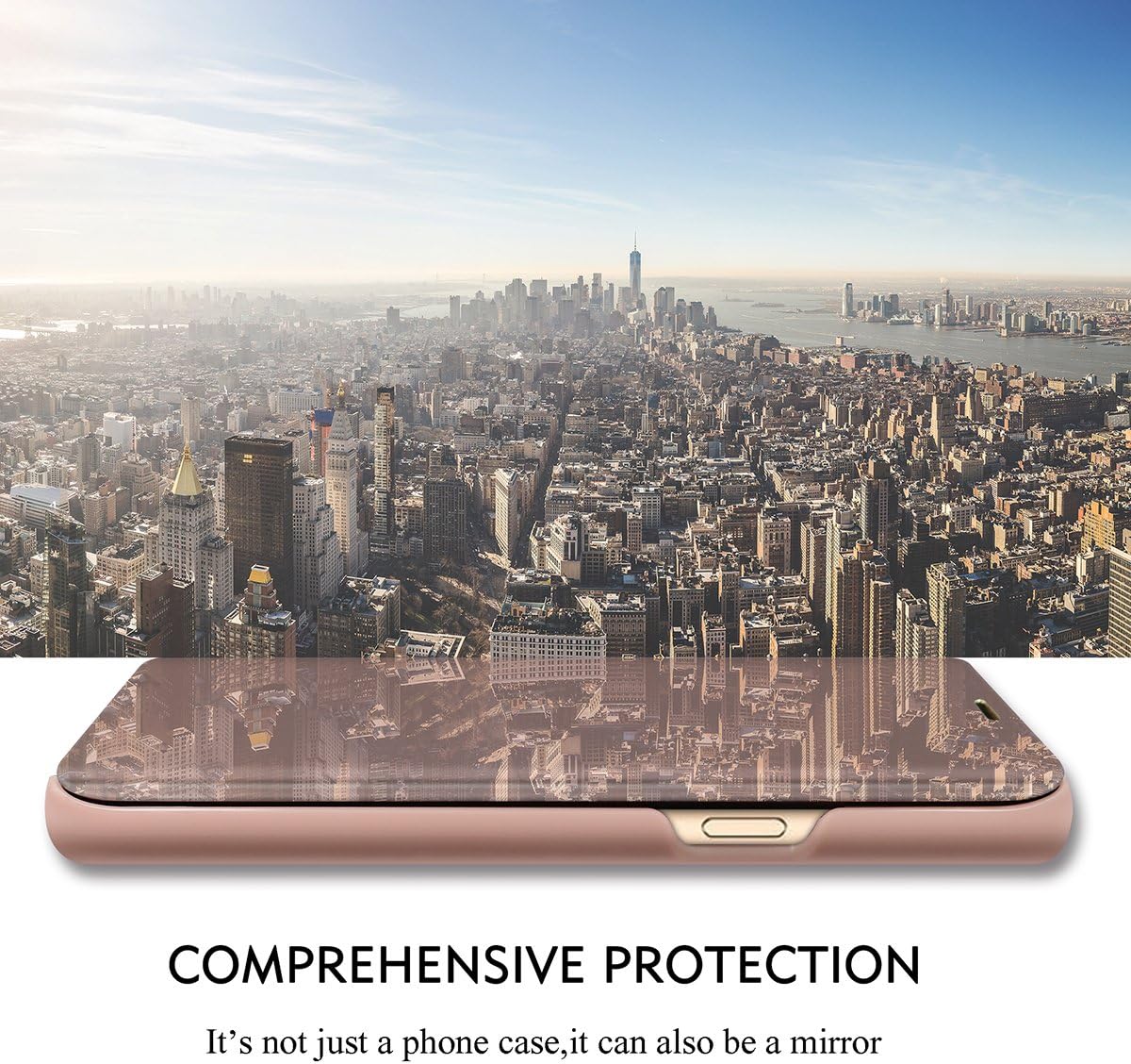 Funda para Samsung Galaxy A13 5G – Funda de piel con soporte, espejo S-View, protección a prueba de golpes y antiarañazos