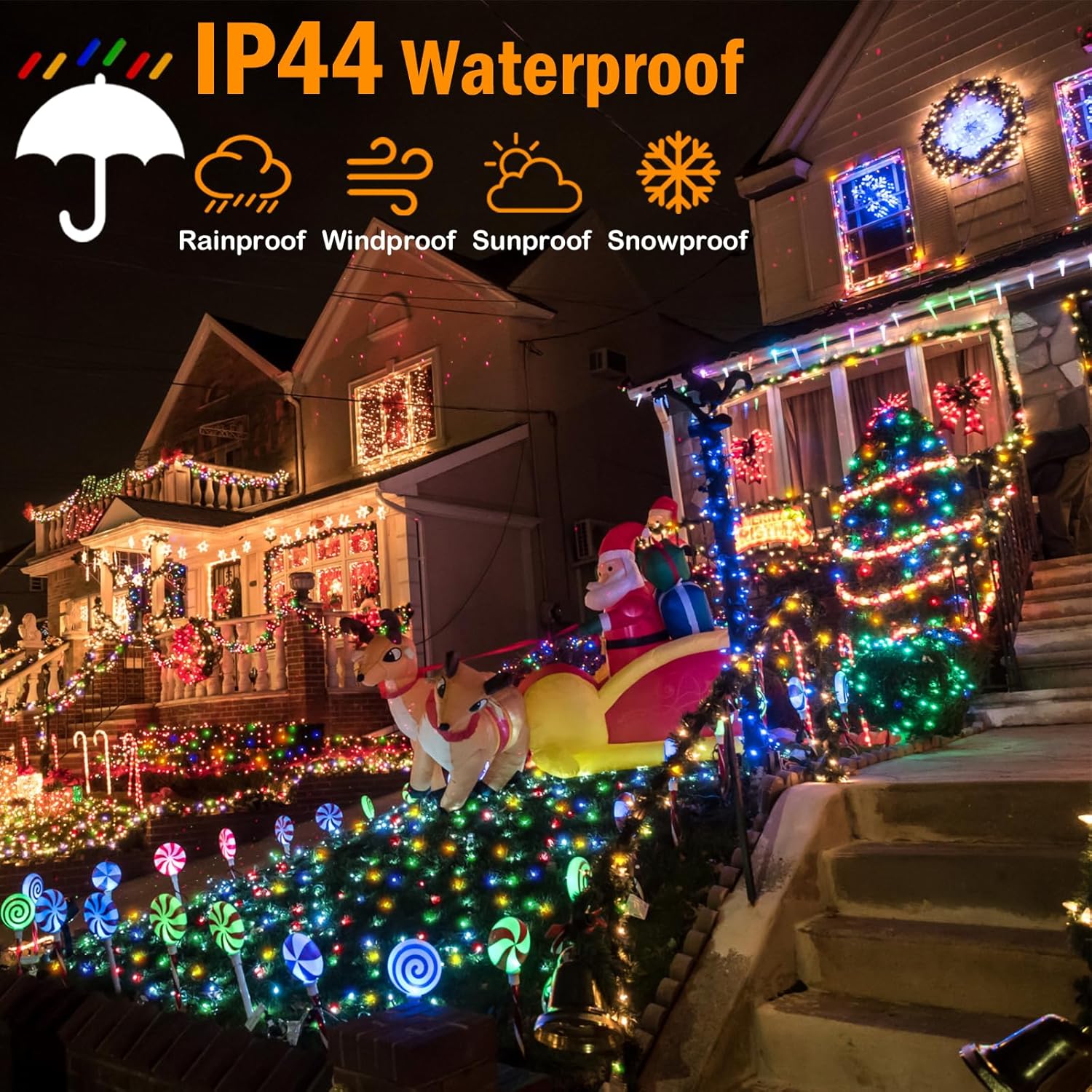 Luces de Navidad para exteriores de 393 pies, 1200 luces LED de Navidad con 8 modos, impermeable, tira de luces LED enchufables, decoraciones de