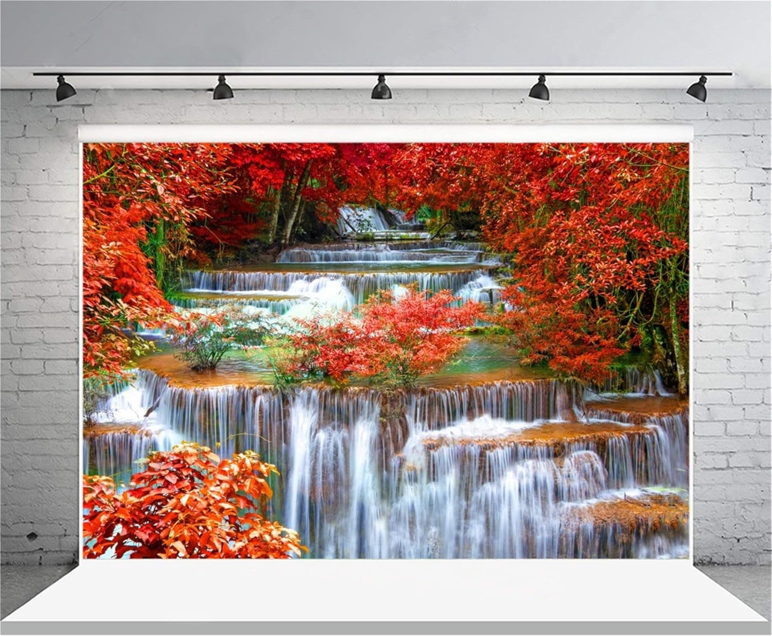 AOFOTO Telón de fondo de cascadas de 8 x 6 pies para fotografía de fondo de cascada, paisaje, naturaleza, viajes, hombre adulto, Retrato artístico,