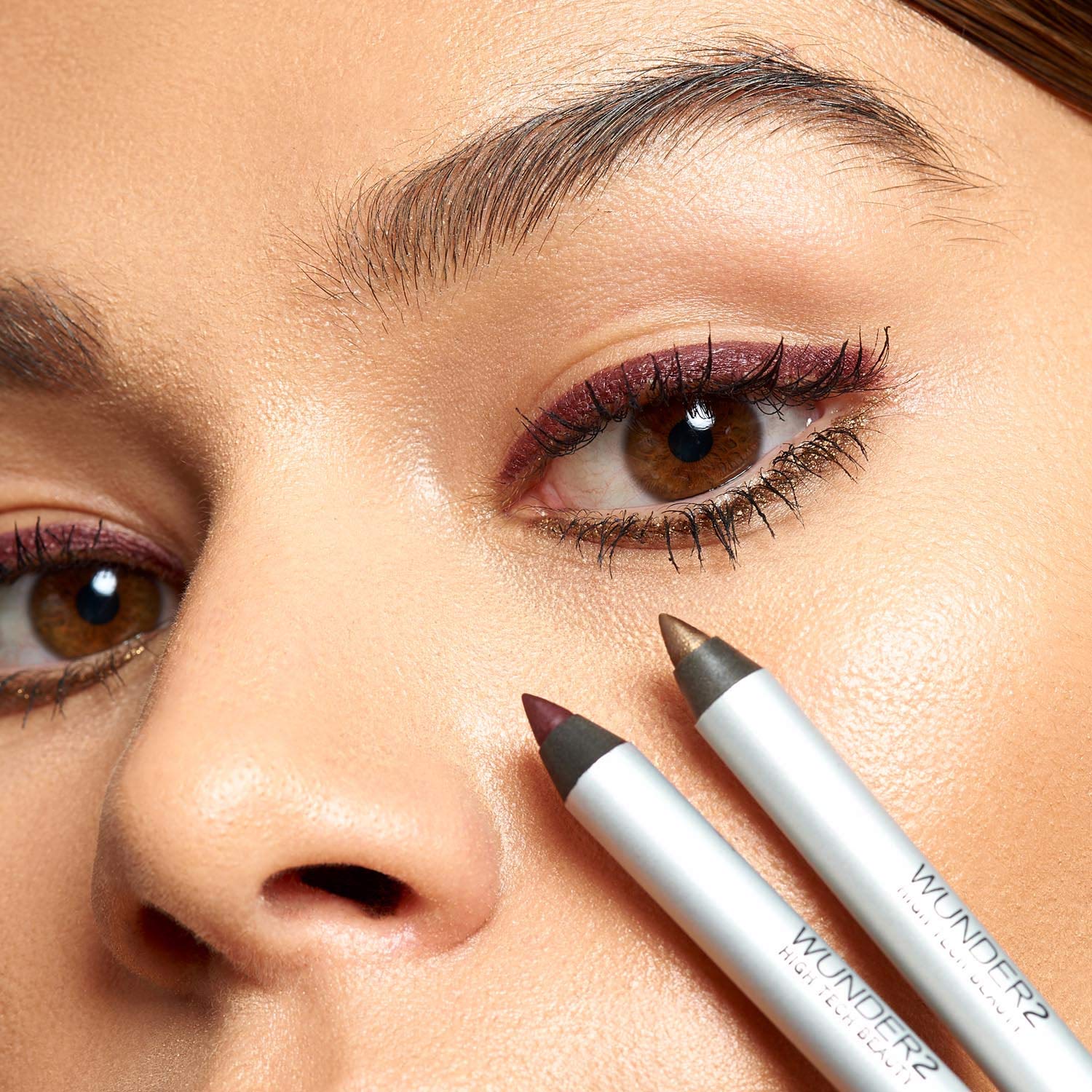 Wunder2 SUPER-STAY LINER Lápiz delineador de ojos de maquillaje de larga duración, impermeable, color turquesa, azul metálico